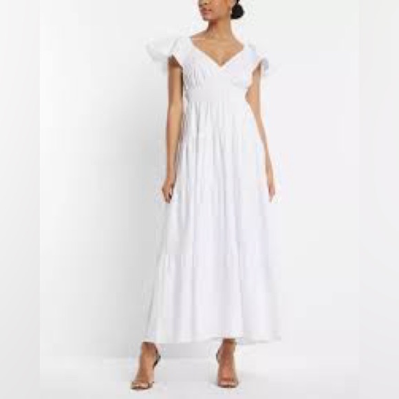White flutter sleeve maxi-NEW W/OUT TAGS-Make me an offer - Picture 1 of 5